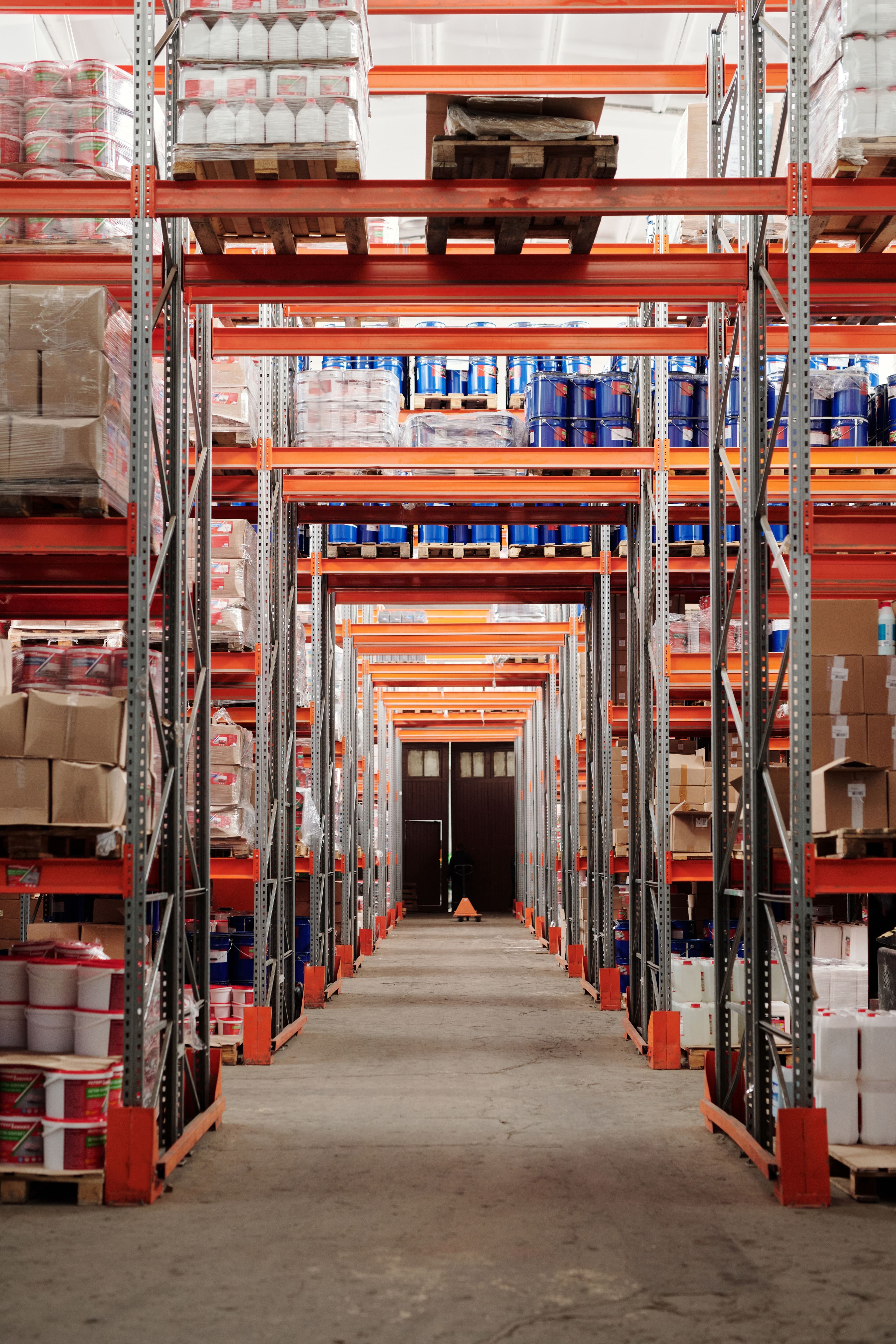 Modern warehouse interior with organized storage racks